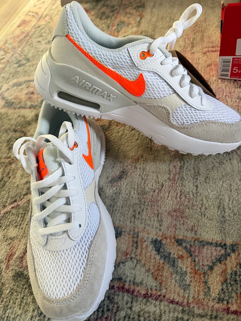 Nike White and Bright Orange Air Max Mesh Sneakers